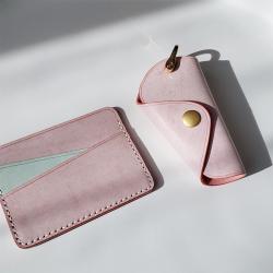Luxury Leather Card Holder Keychain Custom RFID Leather Slim Card Holder Wallet with Key Holder Gift