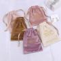 Custom Embroidery Printed Velvet Jewelry Bag Drawstring Pouch Small Gift Perfume Storage Velvet Bag