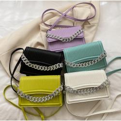 Pure Color Designer Shoulder Bags Fashion Chain Women Fashion Handbags Fold Pu Wholesale Women Handbags