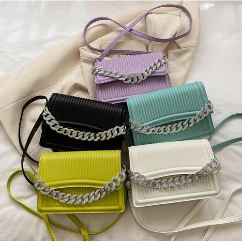 Pure Color Designer Shoulder Bags Fashion Chain Women Fashion Handbags Fold Pu Wholesale Women Handbags