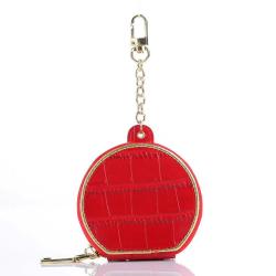 Custom Embossed Crocodile Pattern Leather Luxury Purse Mirror Pocket Case For Airpods Pro Easy Carrying Round Headset Bag