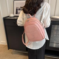 HR638 Women's Backpack New Fashion PU Solid Color Lightweight Sewing Thread Design Bag Women's Daily Fresh and Portable Bag