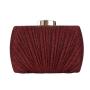 Wholesale elegant wine red pleated handbag shoulder ladies clutch bags dinner party evening bag for woman