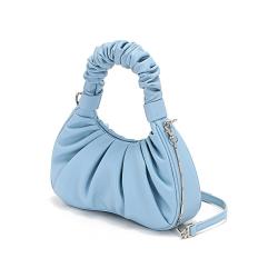 2024 Ruched Folds Elegant Design Genuine Leather Shoulder Handbags Fashion Ladies Cloud Purse Bag Wholesale