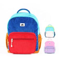 CHANGRONG Custom color block corduroy Mini Backpack bag For School Travel