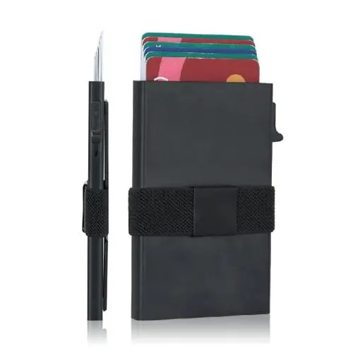Factory Wholesale Mens Credit Card Wallet Aluminum Case Slim Minimalist Front Pocket Wallet RFID Blocking Card Holder