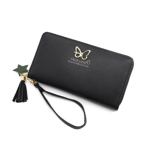 Fashion Butterfly Wrist Handle Phone Case Money Pocket Pouch Wallets Pu Leather Ladies Purse Women Long Wallet