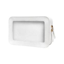 Clear Makeup Case Toiletry Bag Multipurpose Travel Makeup Train Case Portable Cosmetic Organizer Transparent Storage Bag White