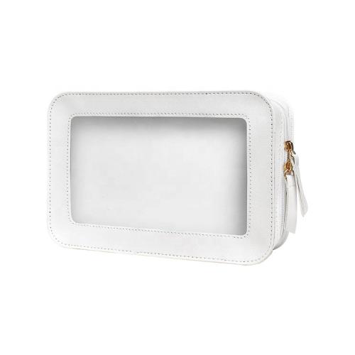 Clear Makeup Case Toiletry Bag Multipurpose Travel Makeup Train Case Portable Cosmetic Organizer Transparent Storage Bag White