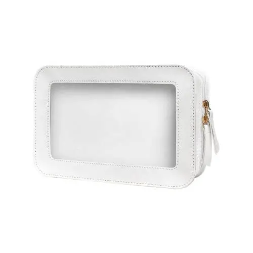 Clear Makeup Case Toiletry Bag Multipurpose Travel Makeup Train Case Portable Cosmetic Organizer Transparent Storage Bag White