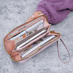 2024 New Women's Wallet Long Leather Zipper Clutch Bags Embroidery Fashion Large Capacity Purse Wallet Mobile Phone Bag