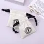 Custom Logo Printing Brush Canvas Jewelry Necklace Bag Drawstring Luxury Cotton Canvas Mini Jewelry Pouch