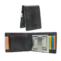 Double front pocket slim wallet men minimalist pu leather lizard pattern money clip wallet for wholesale