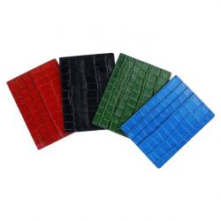 OEM Custom Logo Real Crocodile Pattern Embossed Calf Leather Credit ID Card Holder Slim Wallet
