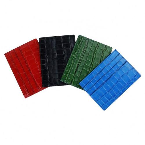 OEM Custom Logo Real Crocodile Pattern Embossed Calf Leather Credit ID Card Holder Slim Wallet