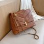 Luxury Lady Designer Bags Fashion  Pure Color Pu Leather Flap Messenger Wholesale Trendy Purses Tote  Chains Shoulder Bag