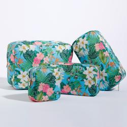 Stock S M L XL 4PCS Nylon Leaves New Summer Cute Travel Gift Tropical Print Makeup Bag Beach Large Toiletry Bags for Womens