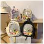 nylon Cute backpack with doll Custom Design Women Girls PU Leather Clear window Display School Backpack Ita Bags