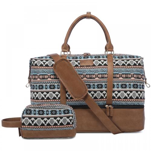 Sucipi Factory wholesale 2pc/set Weekender Travel Bags with Shoes Compartment Large Canvas PU Toiletry Duffel Bags Men Women