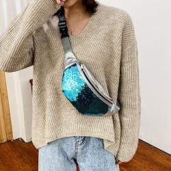 Fashion Multi Color Glitter Shoulder Chest Bag Ladies Laser Waist Bag Bling Sequins Fanny Waist Pack