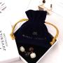 Custom Logo Printed Mini Velvet Jewelry Brooch Storage Bag Luxury Velvet Jewelry Drawstring Pouch