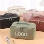 personalized luxury travel makeup bag with pockets portable pu soft leather cosmetic bags with custom logo