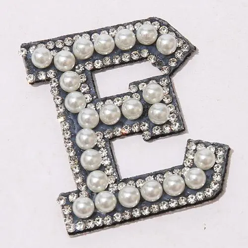 Stock Black Self Adhesive Rhinestone Sparkle Letter Sew Iron on Alphabet Embroidery Clothes English A-Z Designer Patches