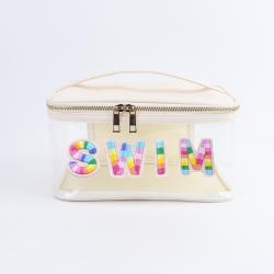 Bridesmaid Gif Rainbow Letter Open Top Clear Cosmetic Pouch Transparent Makeup Bag Waterproof Cosmetic Bag Toiletry Travel Bag