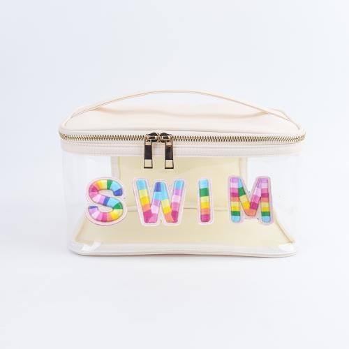 Bridesmaid Gif Rainbow Letter Open Top Clear Cosmetic Pouch Transparent Makeup Bag Waterproof Cosmetic Bag Toiletry Travel Bag