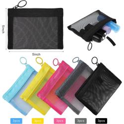 Beauty Makeup Cosmetic Accessories Organizer Pouch Multicolor Small Nylon Mesh Zipper Bags