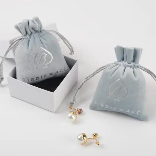 Custom Logo Printed Velvet Gift Bag Luxury Velvet Drawstring Bag For Jewelry
