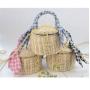 Woven Purse Handbag Women Wicker Summer Beach Round Basket