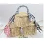 Woven Purse Handbag Women Wicker Summer Beach Round Basket