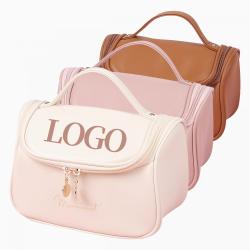 PU Waterproof Multi-pockets Makeup Storage Zipper Closure Travel Toiletry Pouch Soft PU Cosmetic Bags For Women