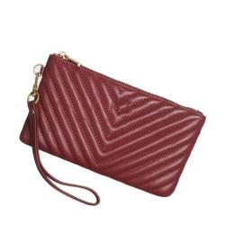 Custom Long Fashion PU Wristlet Quilted Lady Clutch Bag Key Wallets
