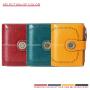 2024 New RFID Women Wallet Short Card Holder Oil Wax Leather Coin Purse Fashion Buckle Zipper Wallets