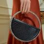 2024  New Diamond Circular Round Handle Rhinestone Dinner Clutch Half Moon Handbag evening bags women handbags ladies for women