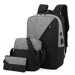 KBW556 Hot Wholesale Usb Charging Backpack Oxford Cloth Stitching Business Book Computer Bag Three Sets of Shoulder Bag