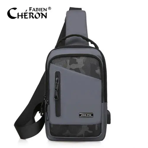 2022 Latest Custom 100 Pieces Large Capacity Travel Cell Phone Usb Port Cross Body Shoulder Chest Bag With Logo Packaging