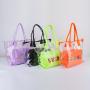 Keymay 10-color Stock New Design Tote Bag Women Pvc Shoulder Handbag Large Transparent Clear Tote Bags