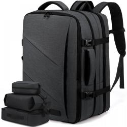 LOVEVOOK Custom waterproof large travel backpack gray canvas backpack business laptop bag Expandable mens backpack travel bag