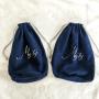 Custom Logo Printing Round Bottom Velvet Suede Gift Drawstring Packaging Bag Soft Velvet Cosmetic Makeup Pouch
