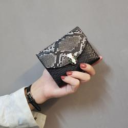 New splicing snake grain leather wallet small wallet female short ladies money clip fashion triple folding coin purse