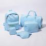 Stock New Ice Blue Durable Nylon DIY Personal Name Weekender Bag Overnight Carry-on Tote With Inner Pocket Sport Gym Duffel Bag