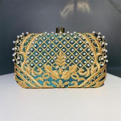 Custom sac tendance 2024 New Handmade Beaded Banquet Bag Crossbody Chain Clutch Retro Embroidery Evening Handbag For Ladies