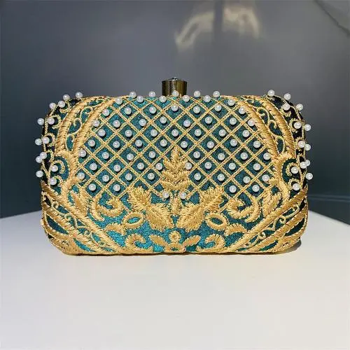 Custom sac tendance 2024 New Handmade Beaded Banquet Bag Crossbody Chain Clutch Retro Embroidery Evening Handbag For Ladies