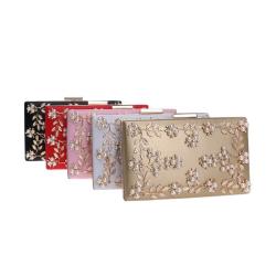 New Woman Fashion Handbag Custom Pure Color Pu Leather Banquet Dinner Bag Hook Elegent Wholesale Pearl Flowers Evening Bag