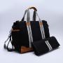 Stock Large Capacity Long Shoulder Belt Cross-body Canvas Tote Mommy Bag with Changing Mat 2 Stroller Strap Baby Diaper Bags