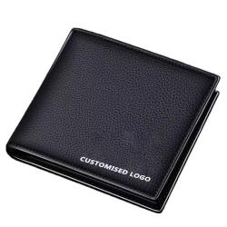 KBW189 2023 Custom Leather Wallet Men's Leather Slim Anti-theft Brush Vertical Paragraph Card Bag Men's Short Money Clip