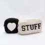 Keymay RTS Personalized Embroidery Chenille Letter Patches Winter Girls Plush Cosmetic Bag Sherpa Makeup Bag Teddy Pouch